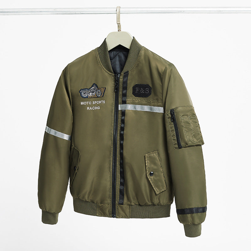 Men's  motorcycle-inspired reflective pilot bomber jacket with embroidered racing badge Nord Taschen