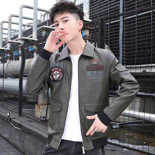 Herren Aviator‑Bomberjacke im Military‑Style mit großem Rückenpatch und Ärmeltasche Nord Taschen