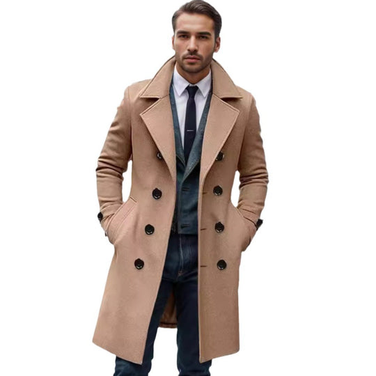 Herren Doppelreihiger Wollmantel mit breitem Revers und taillierter Silhouette Nord Taschen