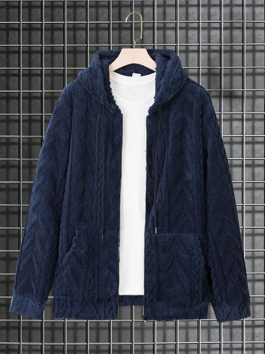 Herren kuschelige Kapuzenjacke aus Teddyfleece mit durchgehendem Reißverschluss und Kängurutaschen Nord Taschen