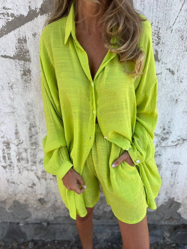 Damen Langärmlige Hemdbluse im Oversize-Stil mit Knopfleiste