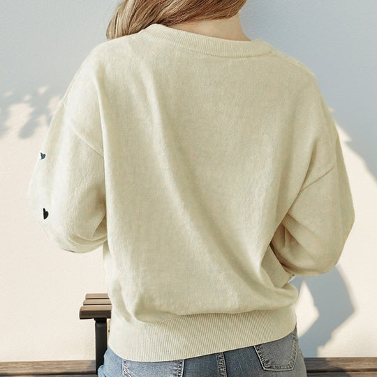 Damen Modischer Pullover mit Herzen Nord Taschen