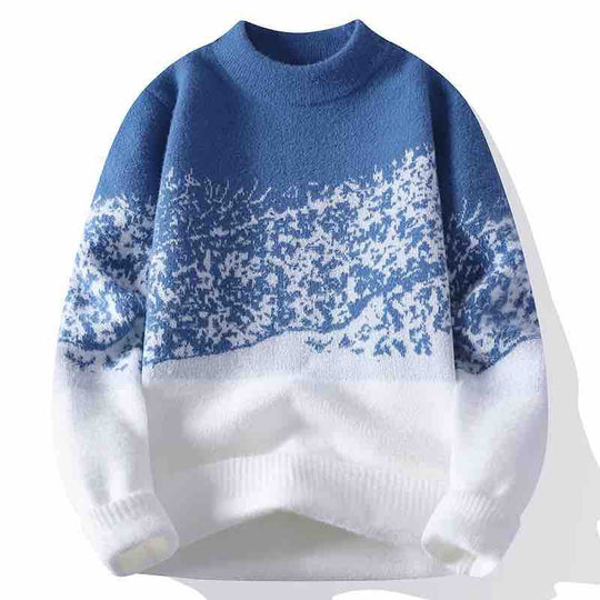 Unisex Oversized Strickpullover mit Jacquardstruktur und Rundhalsausschnitt Nord Taschen