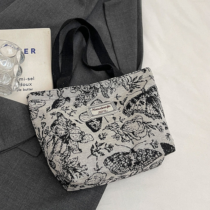 Damen Jute-Handtasche mit floralem Design Nord Taschen