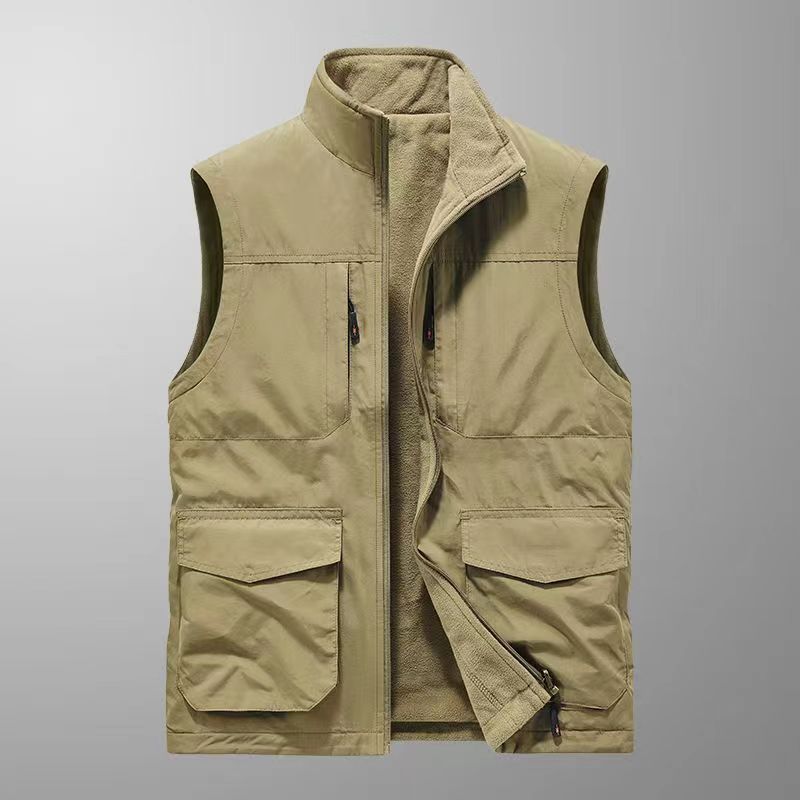 Herren robuste Canvas-Utility-Weste mit multifunktionalen Außentaschen und hohem Stehkragen Nord Taschen