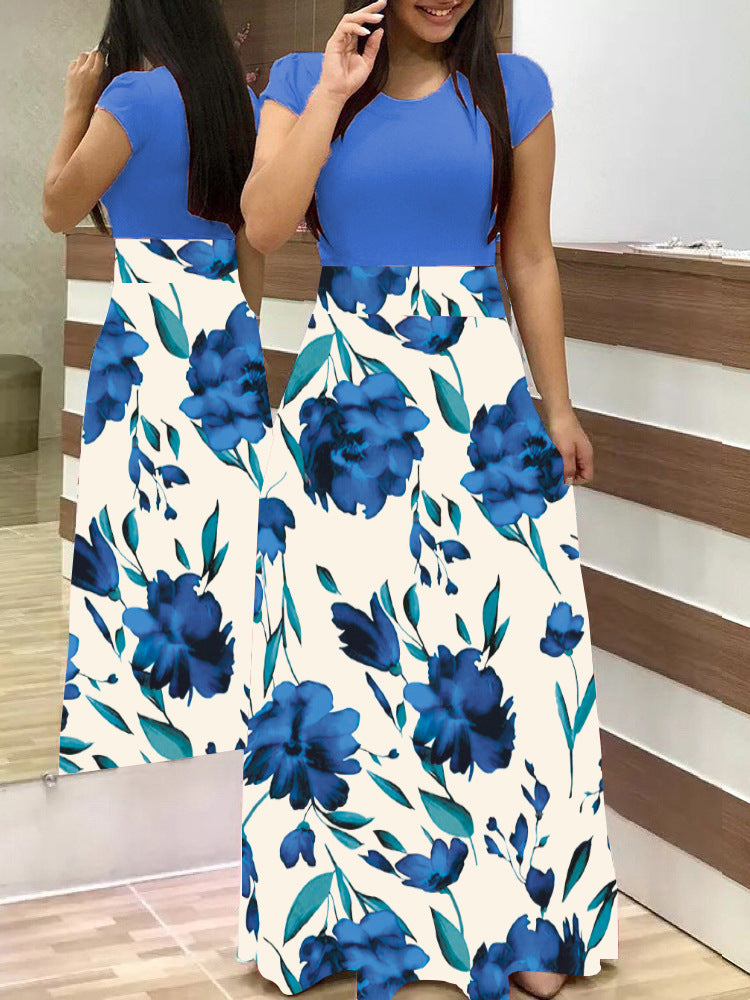 Damen Fließender Maxirock mit hoher Taille und großem Blumenprint Nord Taschen