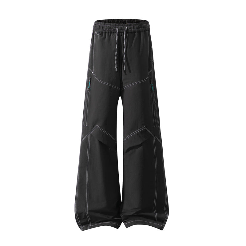Herren Weite Cargo‑Hose mit Tunnelzugbund, Utility‑Nähten und Reißverschluss‑Taschen Nord Taschen