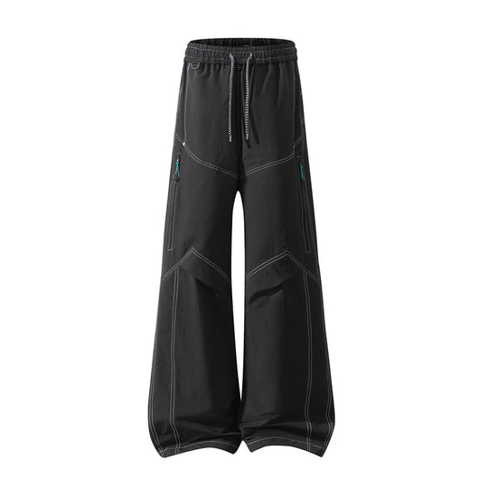 Herren Weite Cargo‑Hose mit Tunnelzugbund, Utility‑Nähten und Reißverschluss‑Taschen Nord Taschen