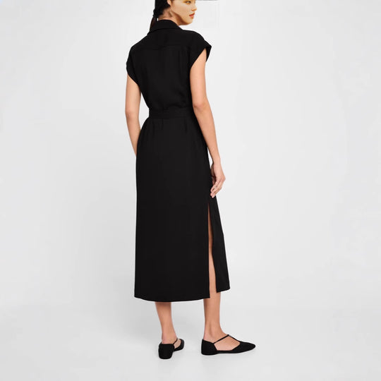 Damen Ärmelloses Doppelreiher-Midikleid mit Trench-Gürtel Nord Taschen