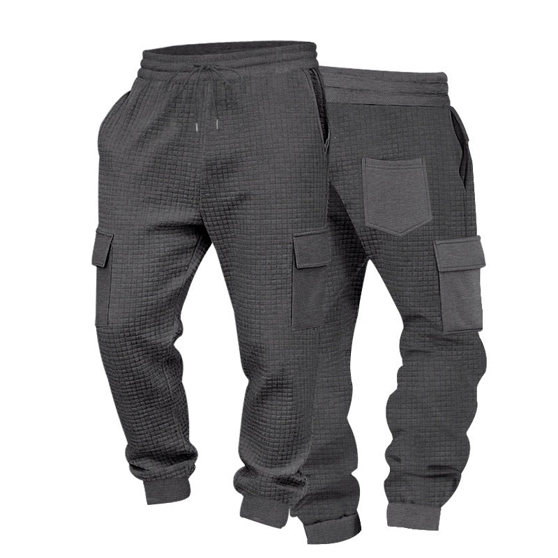 Herren Texturierte Waffel-Cargo-Jogginghose mit elastischem Bund und Multifunktions-Taschendesign Nord Taschen