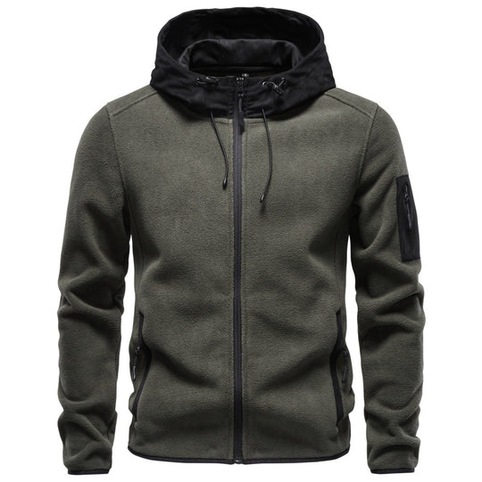 Herren Funktions-Fleecejacke mit Kapuze, Reißverschluss und Ärmel-Reißverschlusstasche Nord Taschen