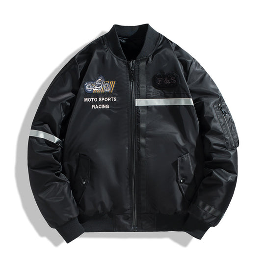 Herren Bomberjacke im Fliegerjackenstil mit reflektierenden Streifen, Utility‑Taschen und leichter Thermofütterung Nord Taschen