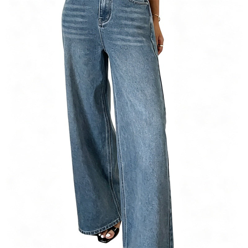 Damen Jeanshose mit hoher Taille und weitem Bein Nord Taschen