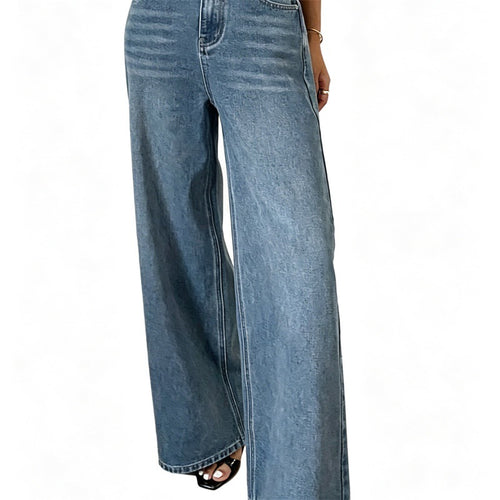 Damen Jeanshose mit hoher Taille und weitem Bein Nord Taschen