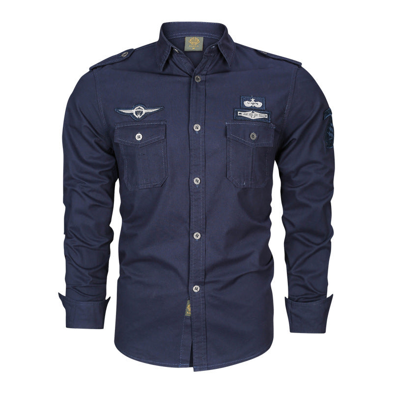Herren Military-Hemd mit Schulterpatten, aufgesetzten Brusttaschen und Badge-Applikationen Nord Taschen