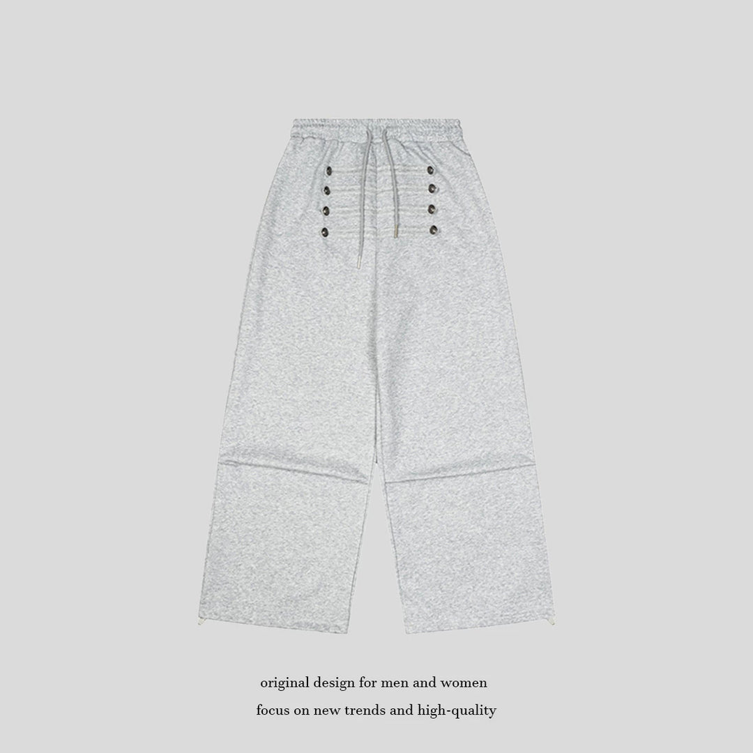 Damen Weite High-Waist Culotte-Hose mit Komfortbund, Kordelzug und Zierknopfleiste Nord Taschen