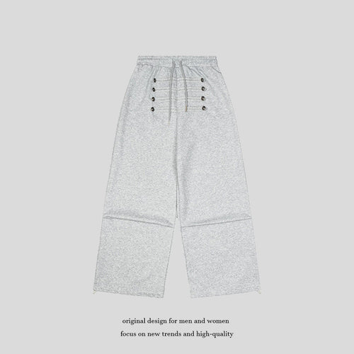 Damen Weite High-Waist Culotte-Hose mit Komfortbund, Kordelzug und Zierknopfleiste Nord Taschen