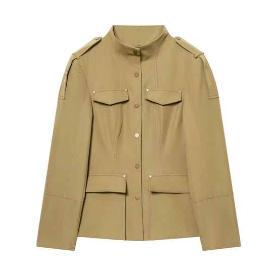 Damen Utility-Jacke mit Stehkragen, Pattentaschen und Schulterklappen Nord Taschen