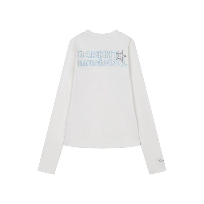 Damen Langarmshirt mit Paillettenkragen und Musiknoten-Applikationen Nord Taschen