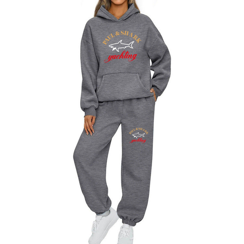 Damen oversized Hoodie und Jogginghose Set mit Kapuze Kängurutasche und gerippten Bündchen Nord Taschen