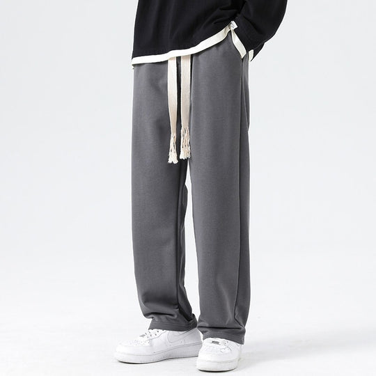 Herren Weite Relaxed-Jogginghose mit tiefem Schritt, dekorativem Kordelband & geradem Bein Nord Taschen
