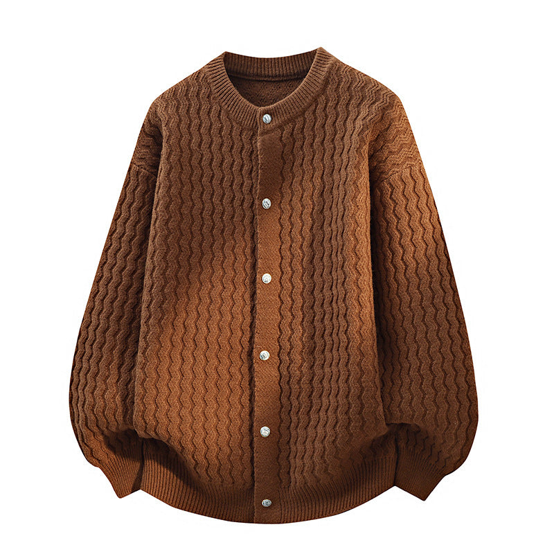 Damen Oversize-Strickjacke mit feiner Strukturstruktur & Perlenknopfleiste Nord Taschen