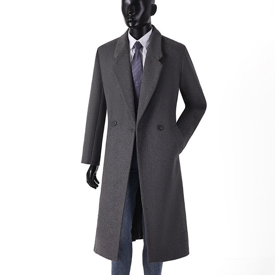 Herren Moderner Longcoat aus Wollmix mit schmalem Revers, leichter Taillierung und seitlichen Eingrifftaschen Nord Taschen