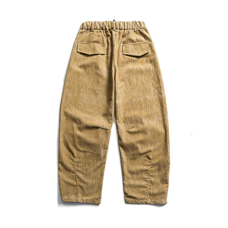 Herren weite Cordhose im Workwear‑Look mit elastischem Bund, Kordelzug und Kniefalten Nord Taschen