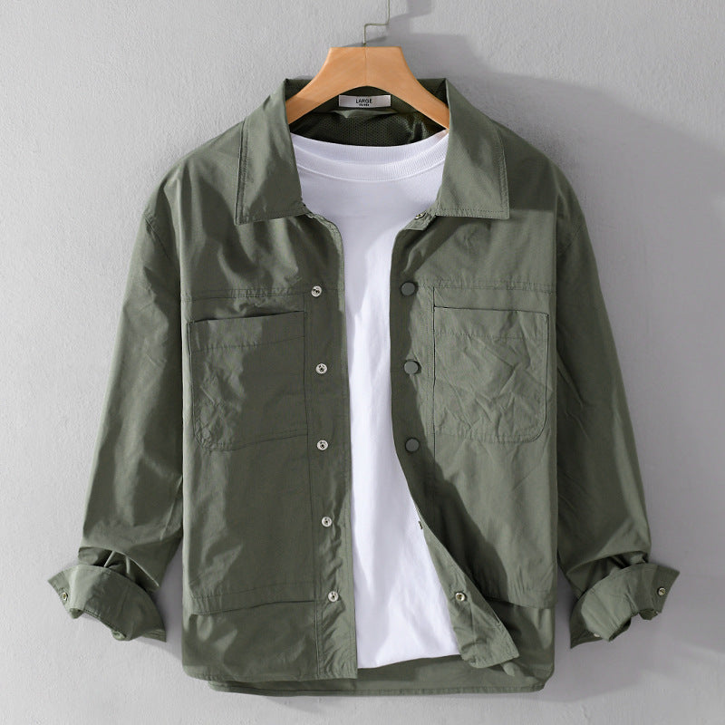 Herren Leichtes Baumwoll-Overshirt mit Kentkragen, aufgesetzten Brusttaschen und Relaxed-Fit Nord Taschen