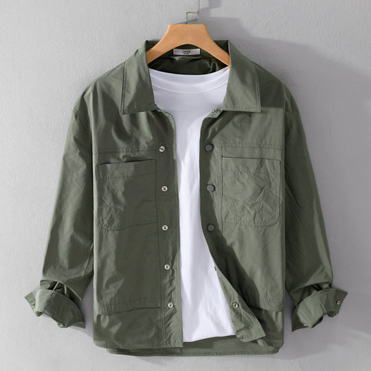 Herren Leichtes Baumwoll-Overshirt mit Kentkragen, aufgesetzten Brusttaschen und Relaxed-Fit Nord Taschen