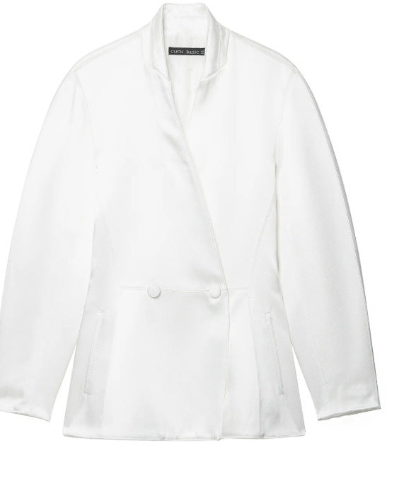 Damen Taillierte Blazerjacke mit asymmetrischer Knopfleiste und Rundhalsausschnitt Nord Taschen