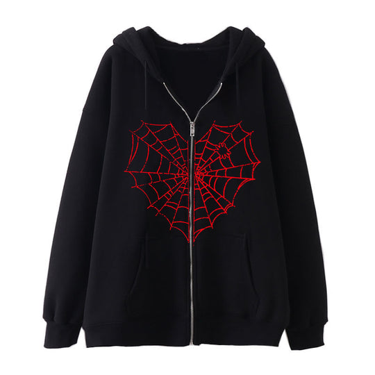 Damen nan Kapuzenjacke mit durchgehendem Reißverschluss und Rippenherz-Print Nord Taschen