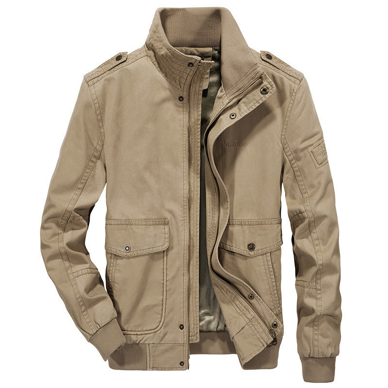 Herren Utility-Canvasblouson mit hohem Stehkragen, Schulterpatten und doppelter Frontöffnung Nord Taschen