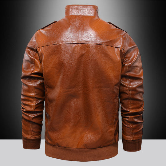 Herren Premium Kunstleder-Fliegerblouson im Aviator-Look mit Applikationen und Reißverschlussblende Nord Taschen
