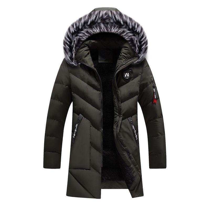Herren Langer Thermo-Parka mit Kunstfellkapuze, Chevron-Steppung und Fleece-Innenfutter Nord Taschen