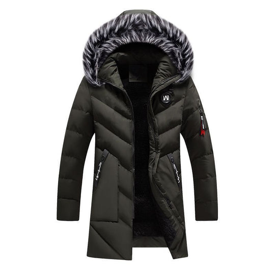 Herren Langer Thermo-Parka mit Kunstfellkapuze, Chevron-Steppung und Fleece-Innenfutter Nord Taschen