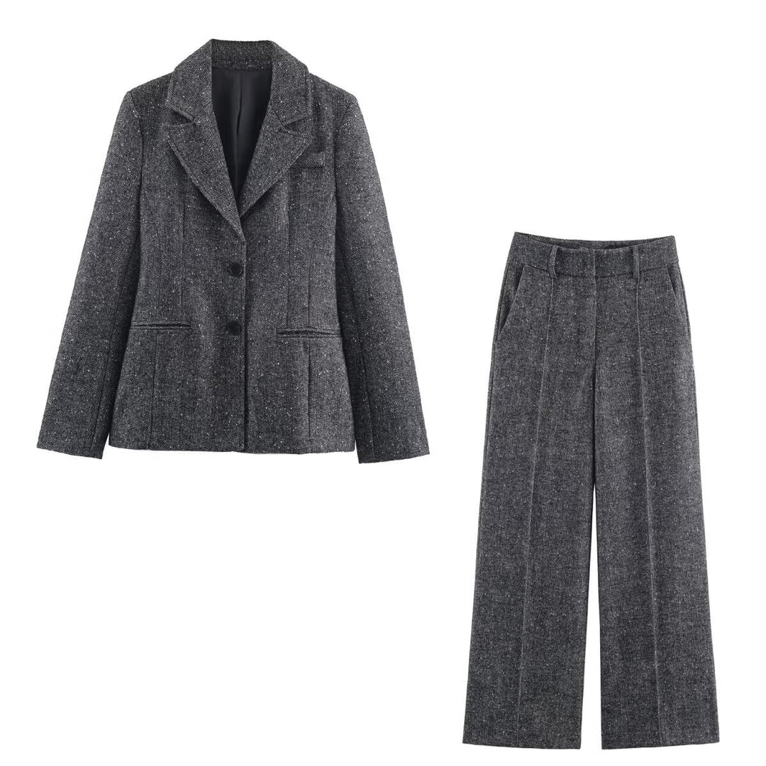Damen Taillierter Tweed-Blazer mit Teilungsnähten und feiner Wollstruktur Nord Taschen