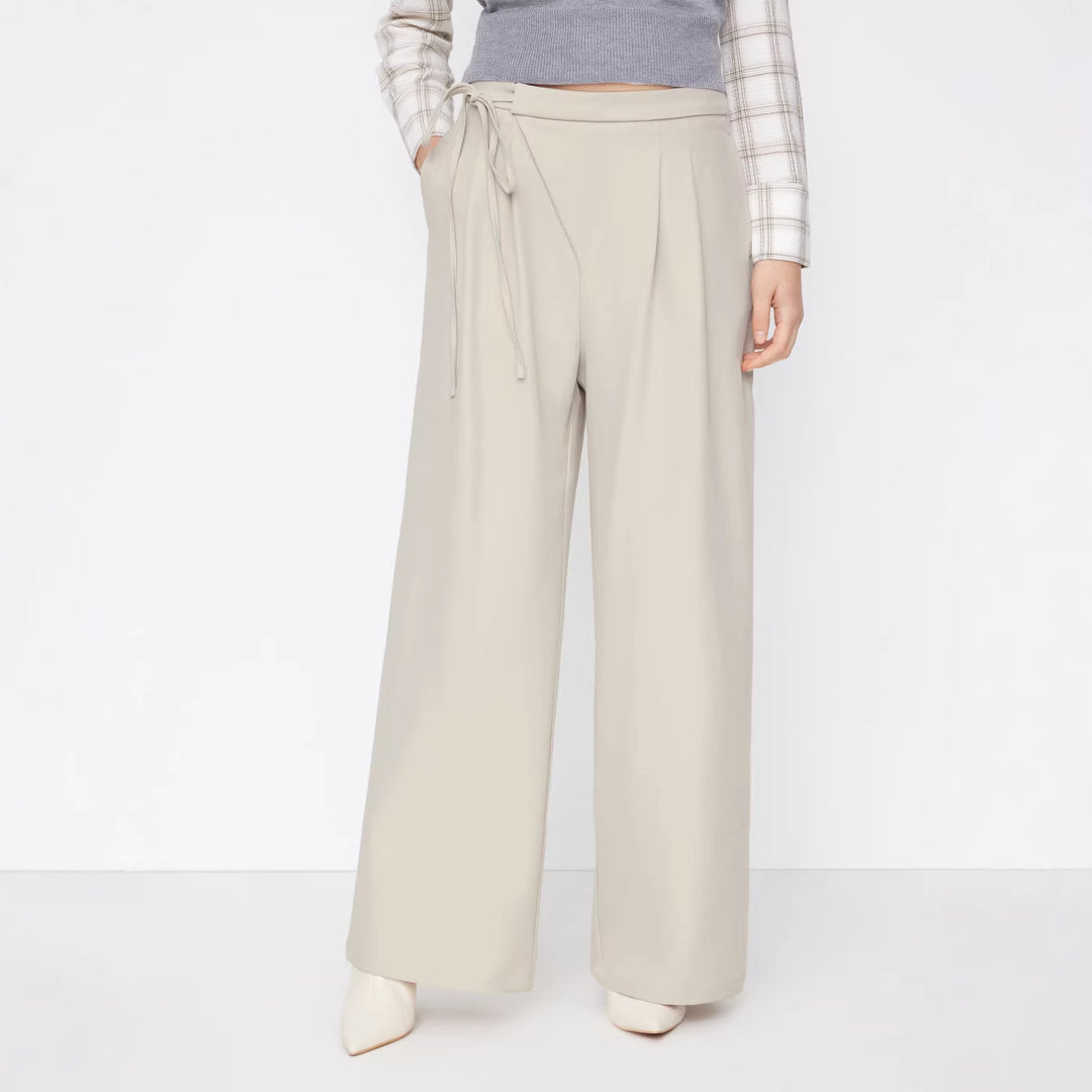 Damen Weite Streifenhose mit Taillengürtel Nord Taschen