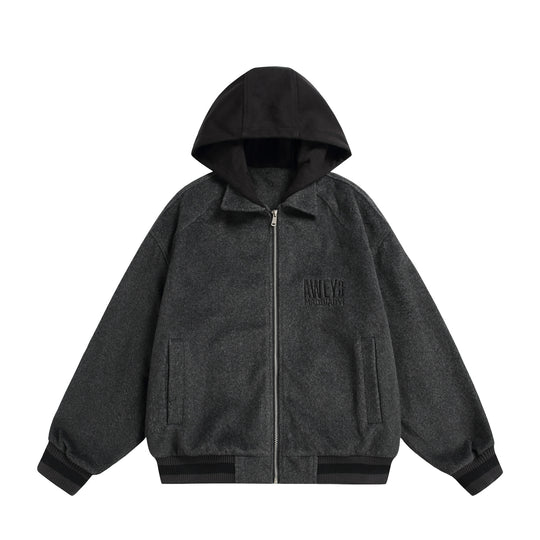Unisex Oversize Fleece-Bomberjacke mit Kontrastkapuze Nord Taschen
