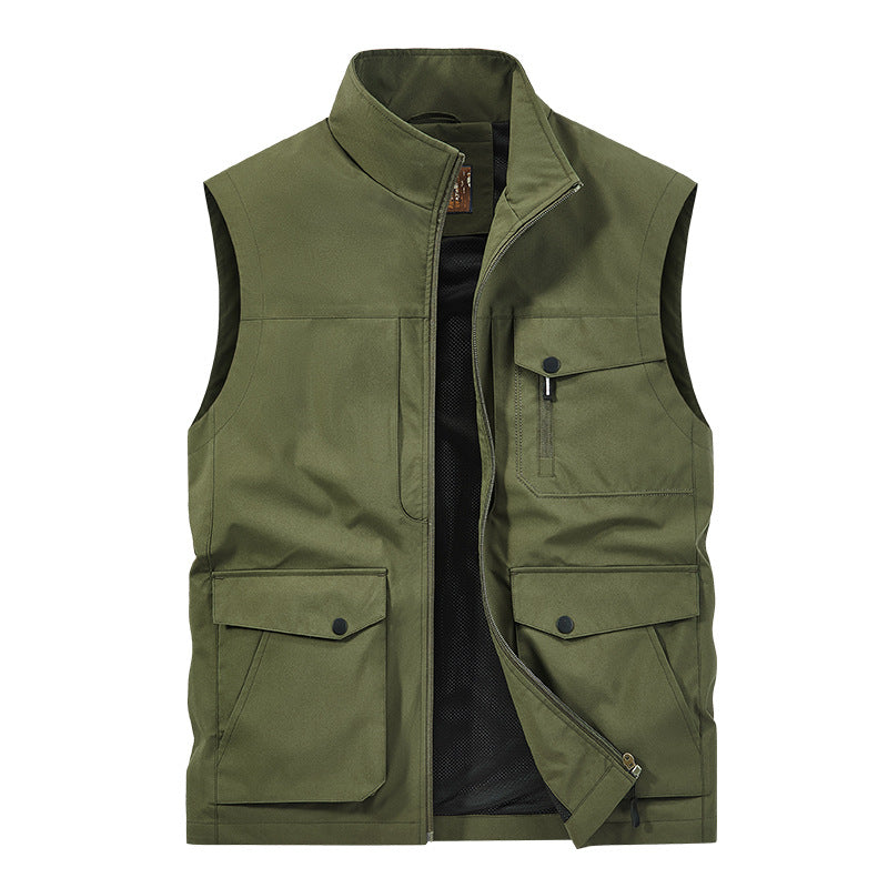Herren Outdoor-Utilityweste mit Multitaschen, Reißverschluss und Meshfutter Nord Taschen