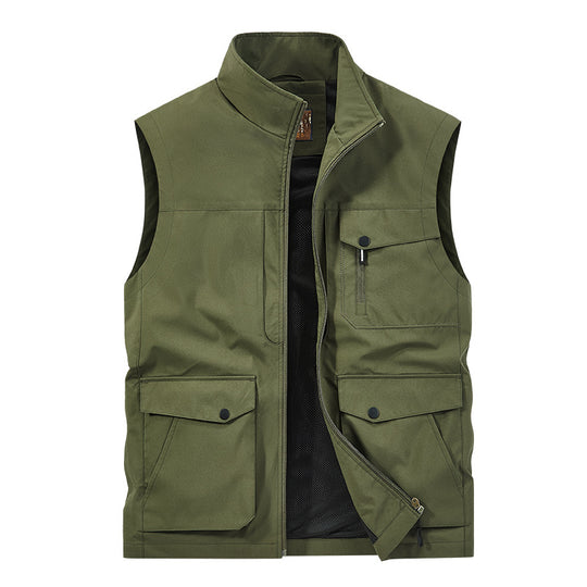 Herren Outdoor-Utilityweste mit Multitaschen, Reißverschluss und Meshfutter Nord Taschen