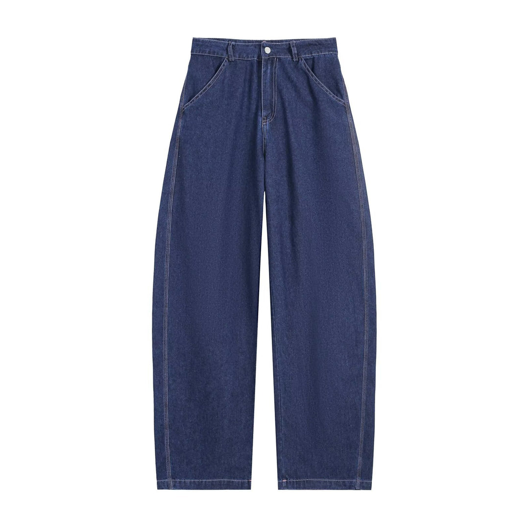 Damen Weite High‑Waist Jeanshose mit markanter Seitennaht und abgerundeten Eingrifftaschen Nord Taschen