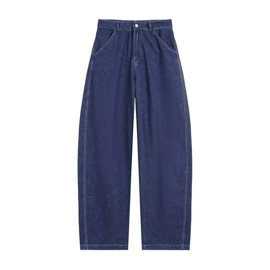 Damen Weite High‑Waist Jeanshose mit markanter Seitennaht und abgerundeten Eingrifftaschen Nord Taschen