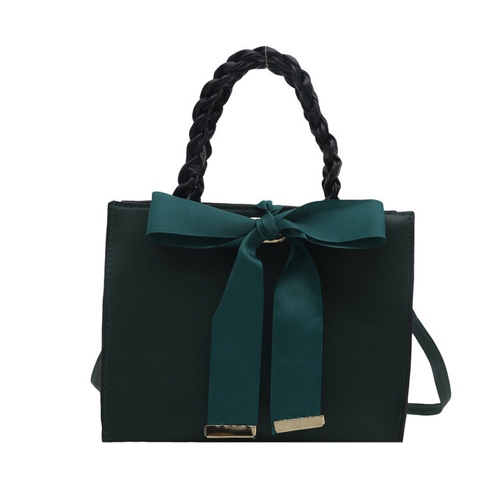 Damen elegante Handtasche mit geflochtenem Ledergriff und Schleifenakzent Nord Taschen
