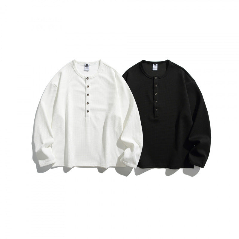 Unisex Waffelstruktur-Henleyshirt mit Knopfleiste und Oversize-Schnitt Nord Taschen