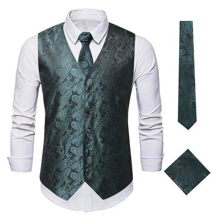 Herren Paisley Satin Anzugweste Set mit Krawatte und Einstecktuch Nord Taschen
