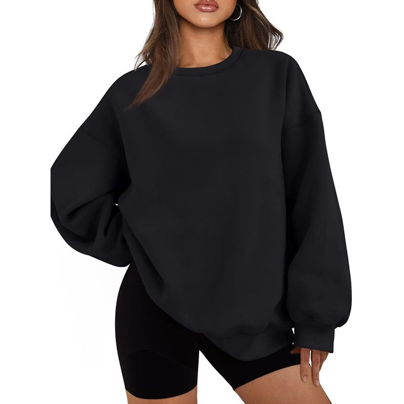 Damen Oversized Sweatshirt mit Rundhalsausschnitt, extraweichem French‑Terry und überschnittener Schulter Nord Taschen