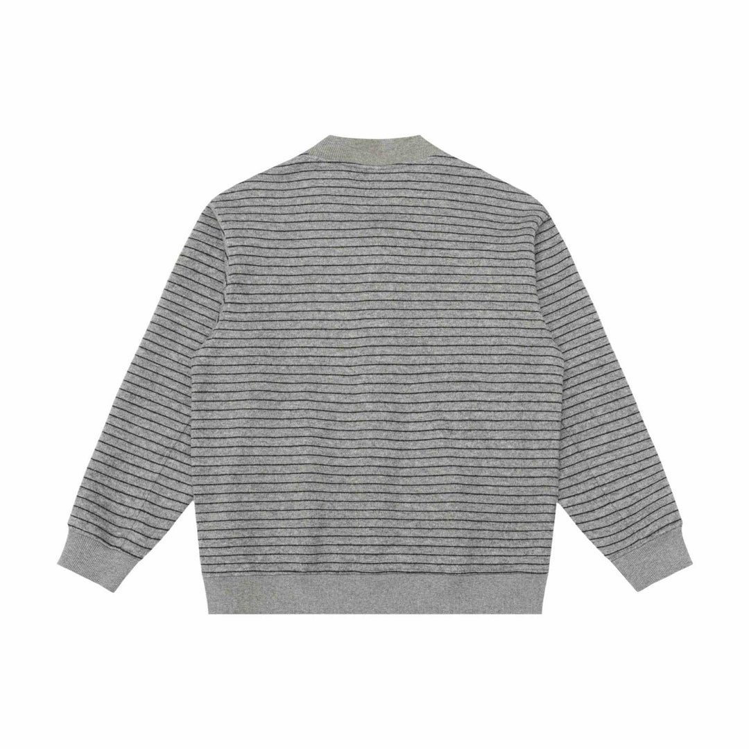Herren Gestreifte Strick-Cardigan-Jacke mit V‑Ausschnitt und gerippten Bündchen Nord Taschen