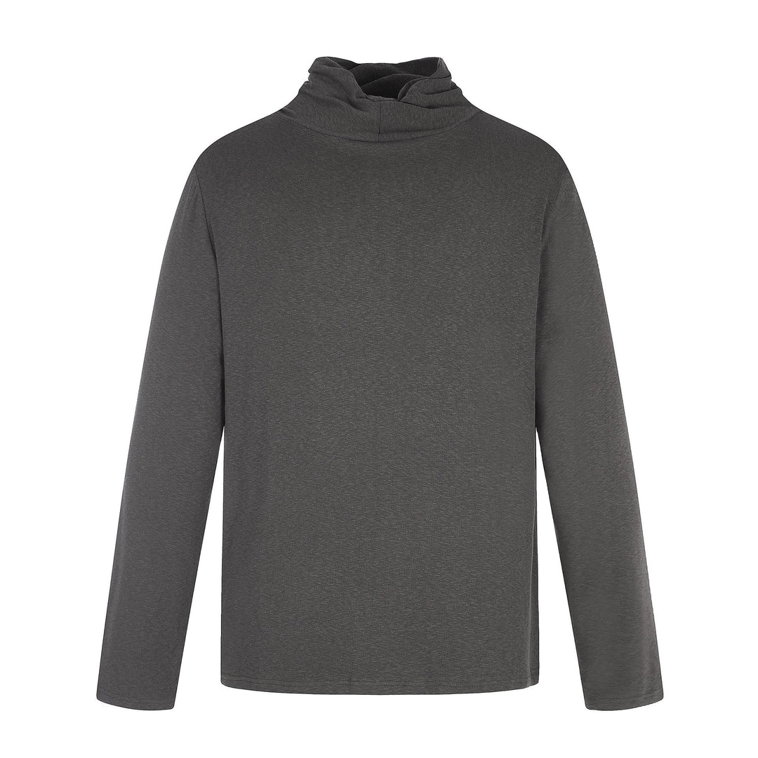 Damen Feines Baumwoll-Longsleeve mit gedrehtem Stehkragen und schmaler Silhouette Nord Taschen