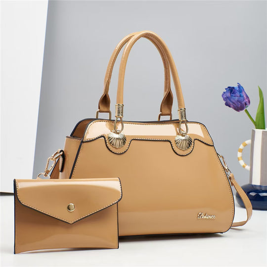 Damen Handtasche mit eleganten Goldakzenten und abnehmbarer Mini-Clutch Nord Taschen
